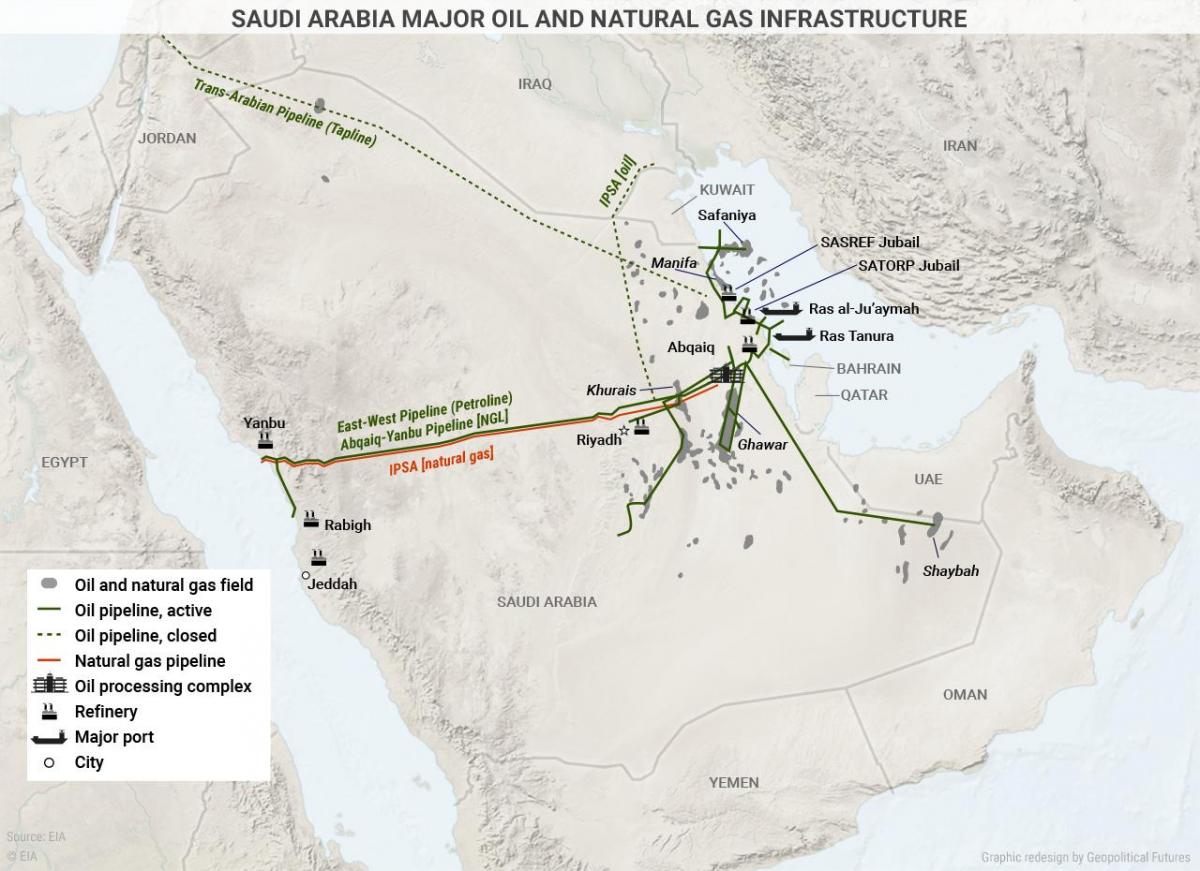 Arabia Saudite të naftës hartë