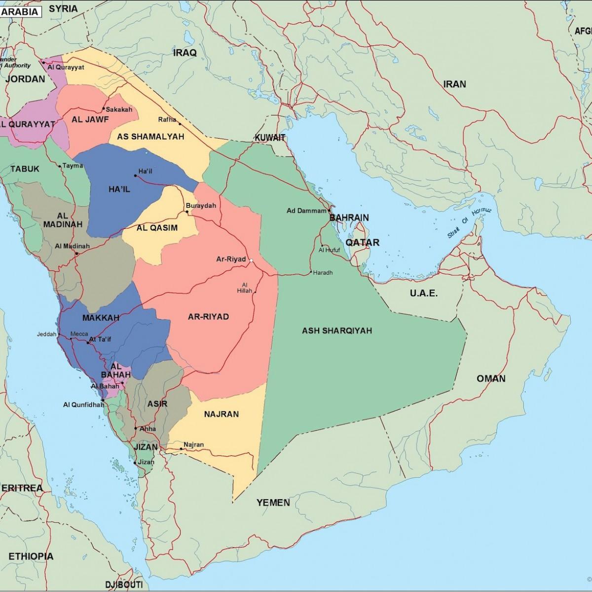 Harta e arabisë Saudite qytetet