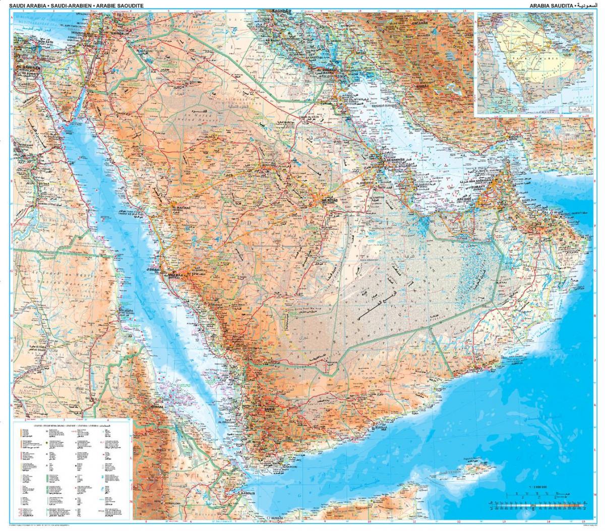 Harta e arabisë Saudite topografike