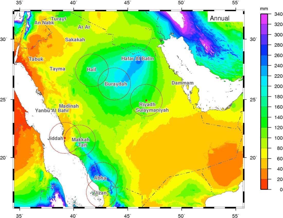 Harta e arabisë Saudite klimës