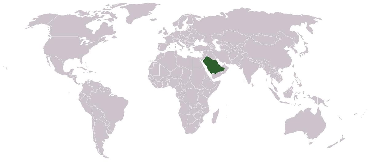 Arabia Saudite në një hartë të botës