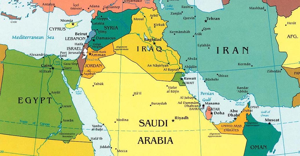 harta Arabia Saudite vendet fqinje