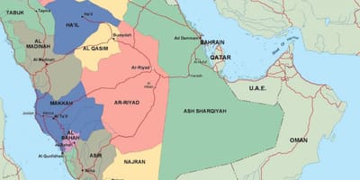 Harta e arabisë Saudite qytetet