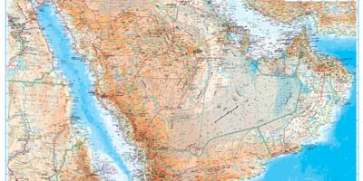 Harta e arabisë Saudite topografike